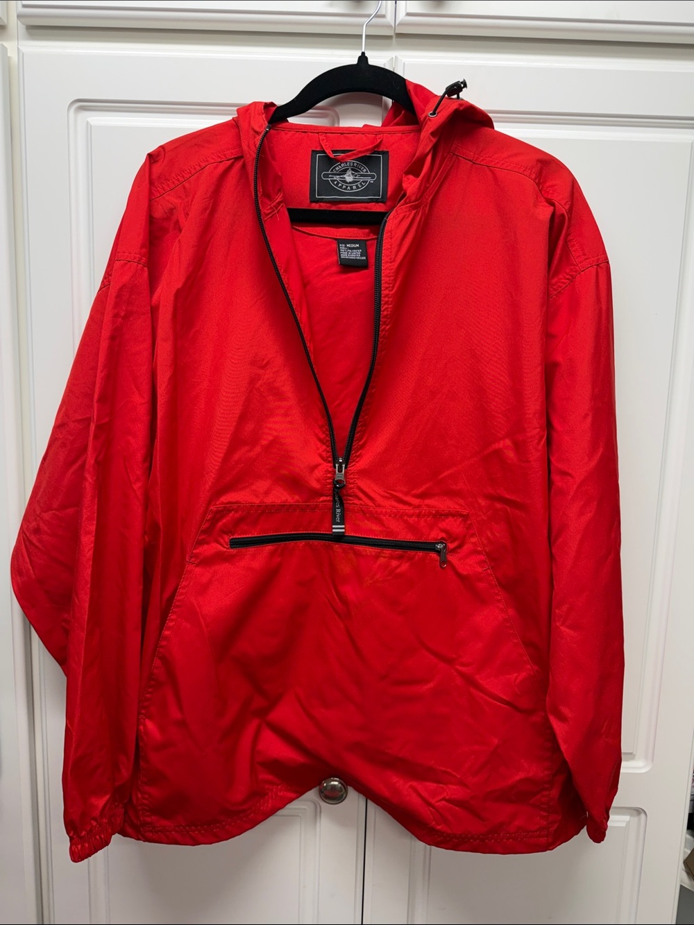 Charles River Apparel Red Hooded Windbreaker Pullover
